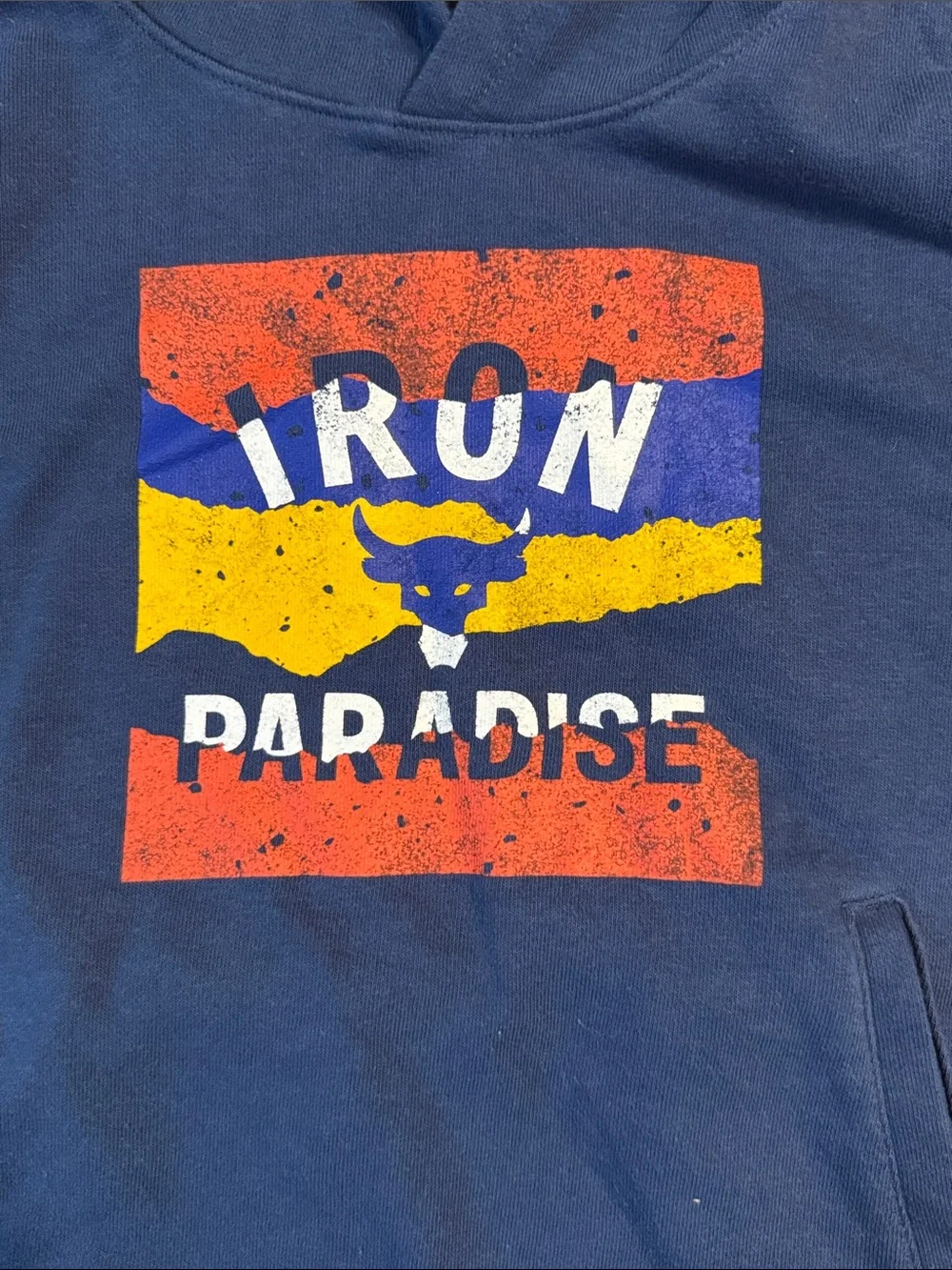 Under Armour Blue Short-Sleeve Hooded Tee with Iron Paradise Graphic